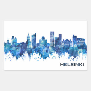 Helsinki Finnland Skyline Blue Rechteckiger Aufkleber