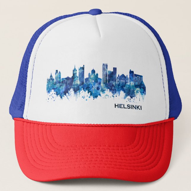 Helsinki Finnland Skyline Blue Truckerkappe (Vorderseite)