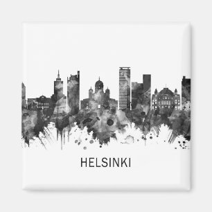 Helsinki Finnland Skyline BW Magnet
