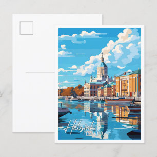 Helsinki Finnland Vintage-Reiseillustration Postkarte