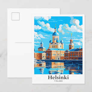 Helsinki Finnland Vintage-Reiseillustration Postkarte