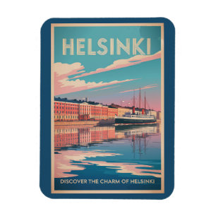 Helsinki Finnland Wasserfront Reise Kunst Vintage Magnet
