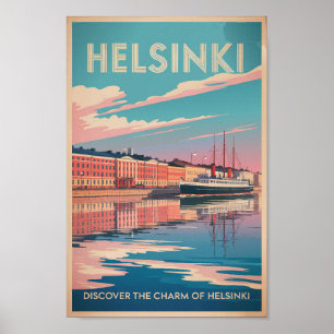 Helsinki Finnland Wasserfront Reise Kunst Vintage Poster