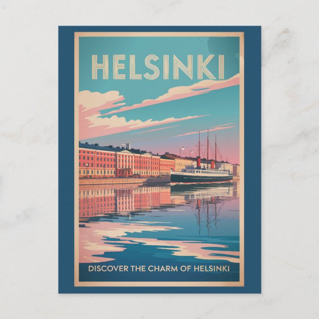 Helsinki Finnland Wasserfront Reise Kunst Vintage Postkarte (Vorderseite)
