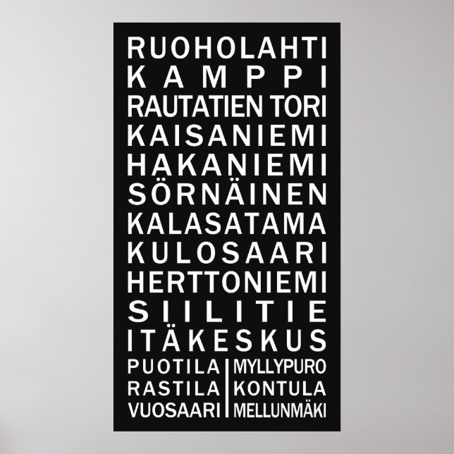 Helsinki Metro Scroll benutzerdefiniertes Farbpost Poster (Vorne)