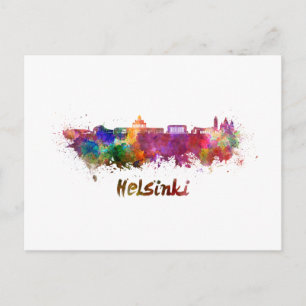 Helsinki skyline im Watercolor Postkarte