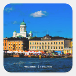 Helsinki Skyline Quadratischer Aufkleber