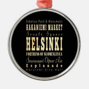 Helsinki-Stadt der Finnland-Typografie-Kunst Silbernes Ornament