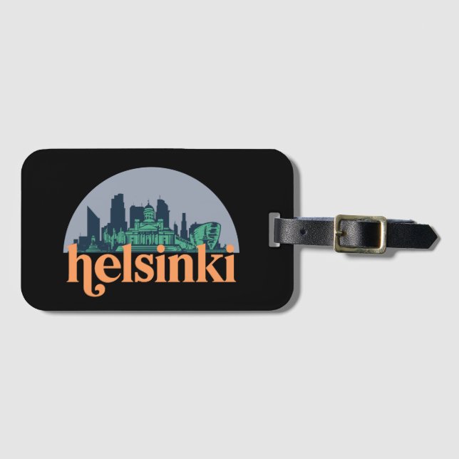 Helsinki Stadt Skyline Retro City Art Gepäckanhänger (Vorderseite (Horizontal))