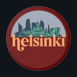 Helsinki Stadt Skyline Retro City Art Magnet<br><div class="desc">Vintages und retro City Design mit wunderschöner Skyline, touristischer Attraktion und Stadtbild. Cooler Wolkenkratzer und Gebäude Silhouette Illustrationen für Touristen und Reisende. Ideal als Souvenir, um Zuhause zu bringen, wenn Sie durch die Welt reisen. Rett die Erinnerung an deine Reise und Ferien mit Familie und Freunden. Die Hintergrundfarbe kann auf...</div>