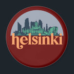 Helsinki Stadt Skyline Retro City Art Magnet<br><div class="desc">Vintages und retro City Design mit wunderschöner Skyline, touristischer Attraktion und Stadtbild. Cooler Wolkenkratzer und Gebäude Silhouette Illustrationen für Touristen und Reisende. Ideal als Souvenir, um Zuhause zu bringen, wenn Sie durch die Welt reisen. Rett die Erinnerung an deine Reise und Ferien mit Familie und Freunden. Die Hintergrundfarbe kann auf...</div>