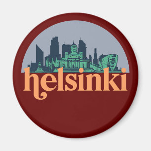Helsinki Stadt Skyline Retro City Art Magnet