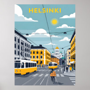 Helsinki-Straßenbahn – Stadtlandschaft Finnlands Poster