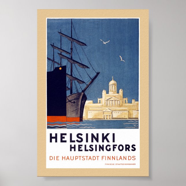 Helsinki Vintage Reiseposter Restauriert Poster (Vorne)