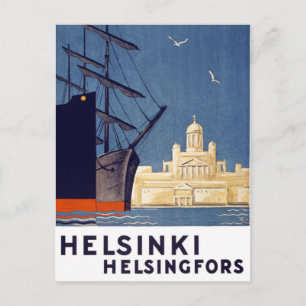 Helsinki Vintage-Reiseposter restauriert Postkarte
