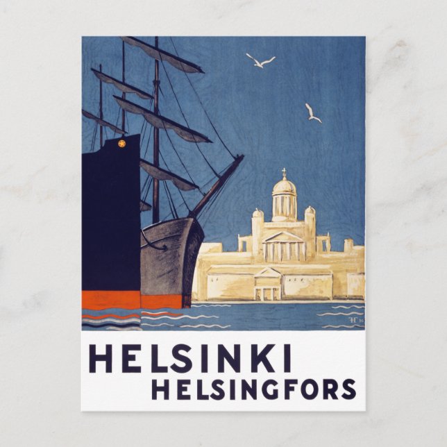 Helsinki Vintage Travel Poster - Wiederherstellung Postkarte (Vorderseite)