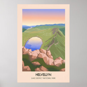 Helvellyn Berg Lake District Reiseplakat Poster