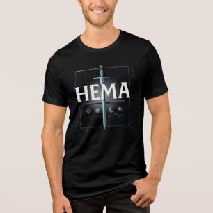 HEMA Mittelalter-Schwert-Emblem – Blau im Graffiti Tri-Blend Shirt