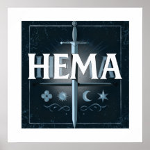 HEMA-Mittelaltermittel-Schwert-Emblem – Blau im Gr