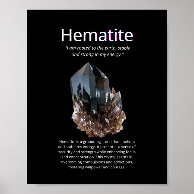 Hematite Crystal Stone Bedeutung Poster (Vorne)