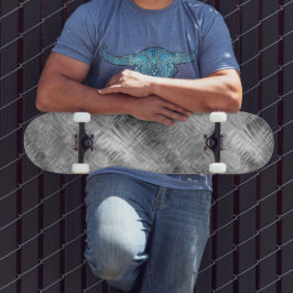 Hematite Gray Scribbled Texture Skateboard