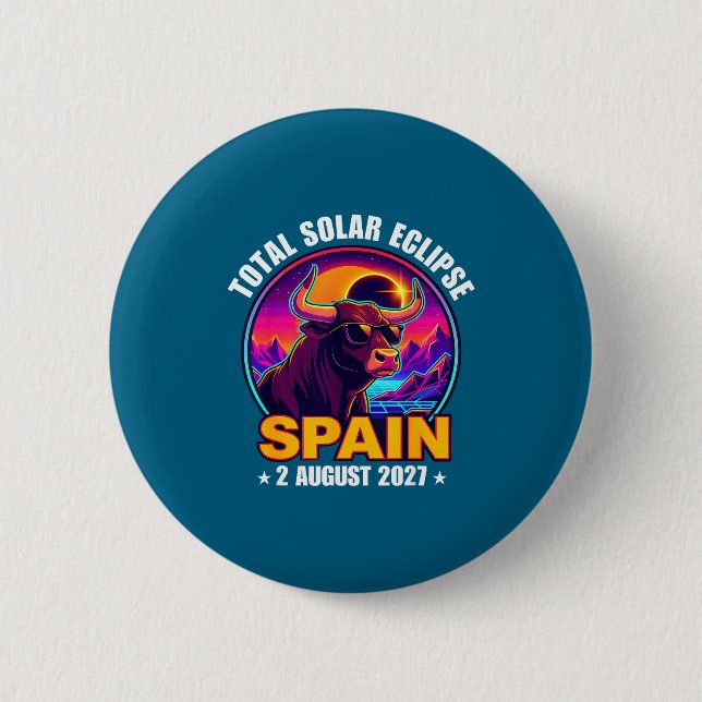 Hemd Totale Sonnenfinsternis Spanien August Button (Vorderseite)