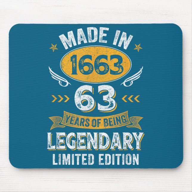 Hemd Vintage 1963 63 Alt Geburtstag Mousepad (Vorne)