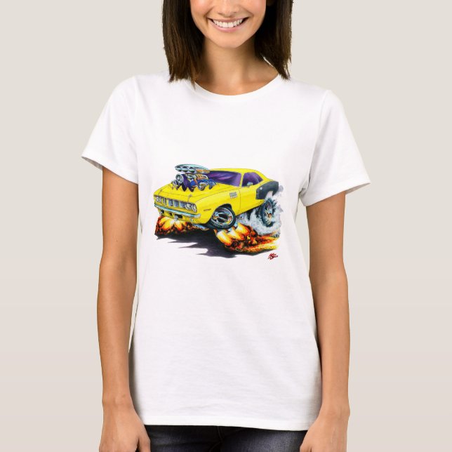 Hemi Cuda gelbes Auto 1971 T-Shirt (Vorderseite)