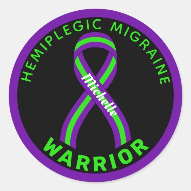 Hemiplegic Migräne Warrior Black Round Sticker (Vorderseite)