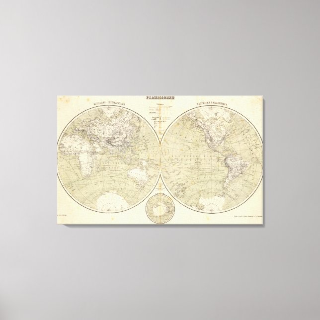 Hemisphäre Atlas Karte Leinwanddruck (Vorderseite)