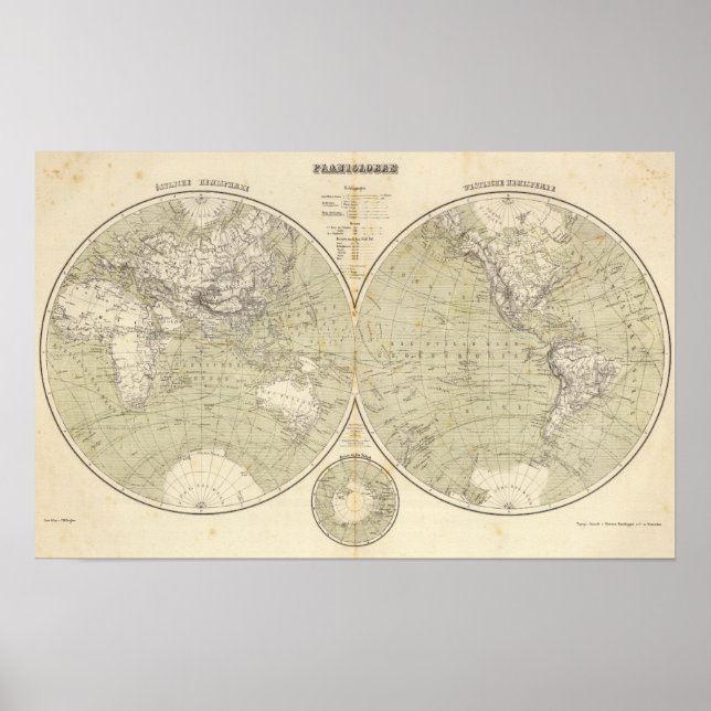 Hemisphäre Atlas Karte Poster (Vorne)