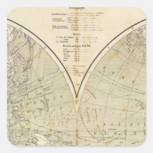 Hemisphäre Atlas Karte Quadratischer Aufkleber