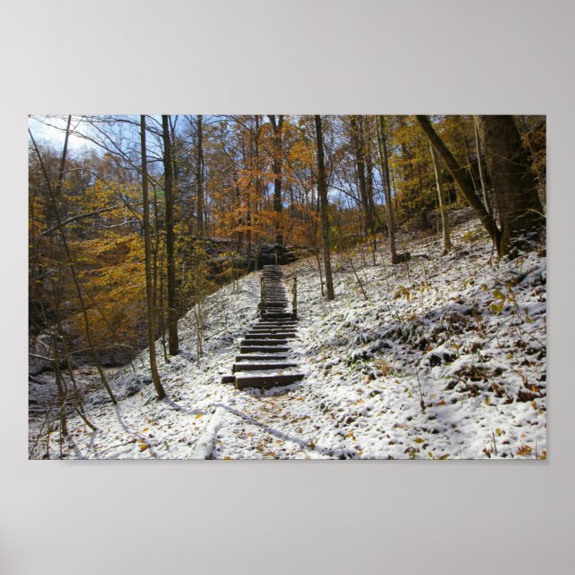 Hemlock Cliffs with Light Snow, Indiana Poster (Vorne)