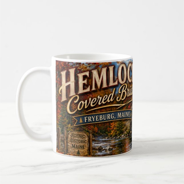 Hemlock Covered Bridge Fryeburg Maine Kaffeetasse (Links)