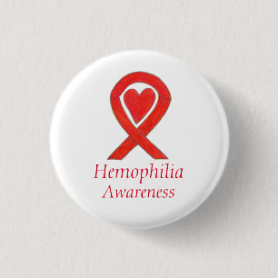 Hemophilia Rotes Bewusstsein Band Herz-Tasten Button