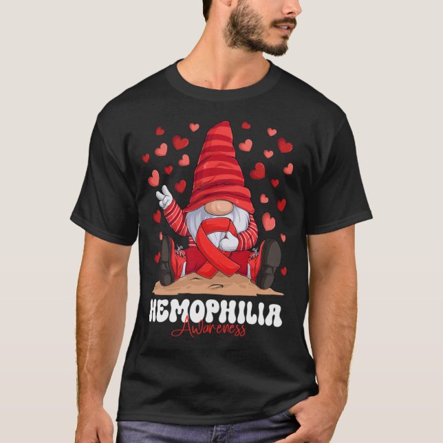 Hemophilie Awareness Month Red Ribbon Gnome T-Shirt (Vorderseite)
