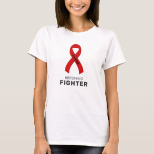 Hemophilie Fighter Ribbon Weißer T - Shirt