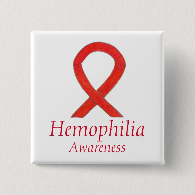 Hemophilie Red Awareness Ribbon Custom Button Pend (Vorderseite)