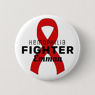 Hemophilie Ribbon White Button
