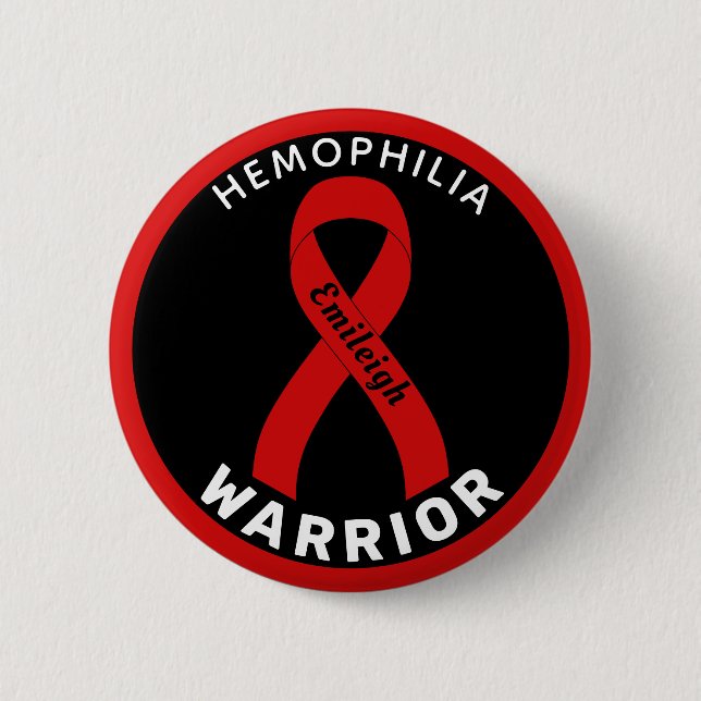 Hemophilie Warrior Ribbon Black Button (Vorderseite)