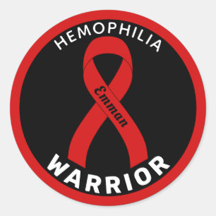 Hemophilie Warrior Ribbon Black Round Sticker