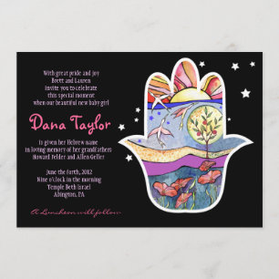 Hemsa Jüdisches Babynamen Einladung Hebräisch