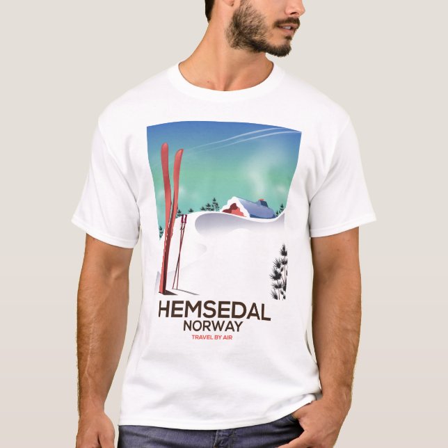 Hemsedal Norwegen Skitourenplakat T-Shirt (Vorderseite)