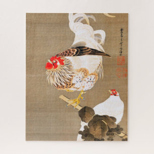 Hen and Rooster with Grapevine by Ito Jakuchu Puzzle