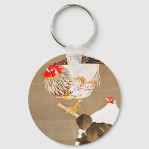 Hen and Rooster with Grapevine by Ito Jakuchu Schlüsselanhänger