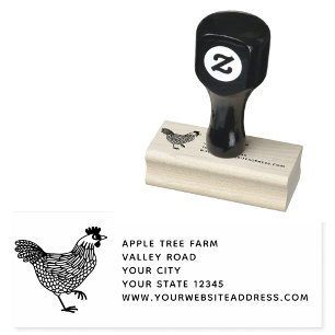 Hen Chicken Farm Address Gummistempel