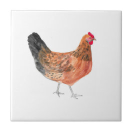 Hen Chicken Farm Animals watercolor Farmyard art Fliese