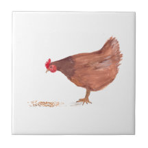 Hen Chicken Farm Tiere Aquarell Bauernhof Kunst