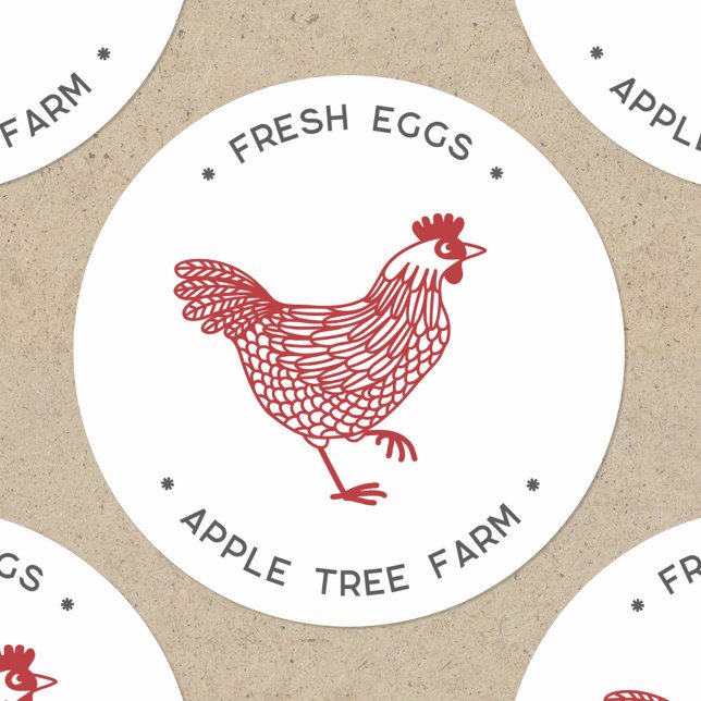 Hen Chicken Fresh Eggs Personalisiert Runder Aufkleber (Chicken hen poultry egg farm personalized stickers)