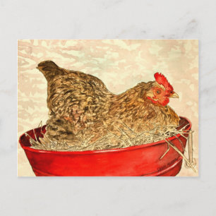 Hen Chicken Painting Art Ohrfeigen Postkarte